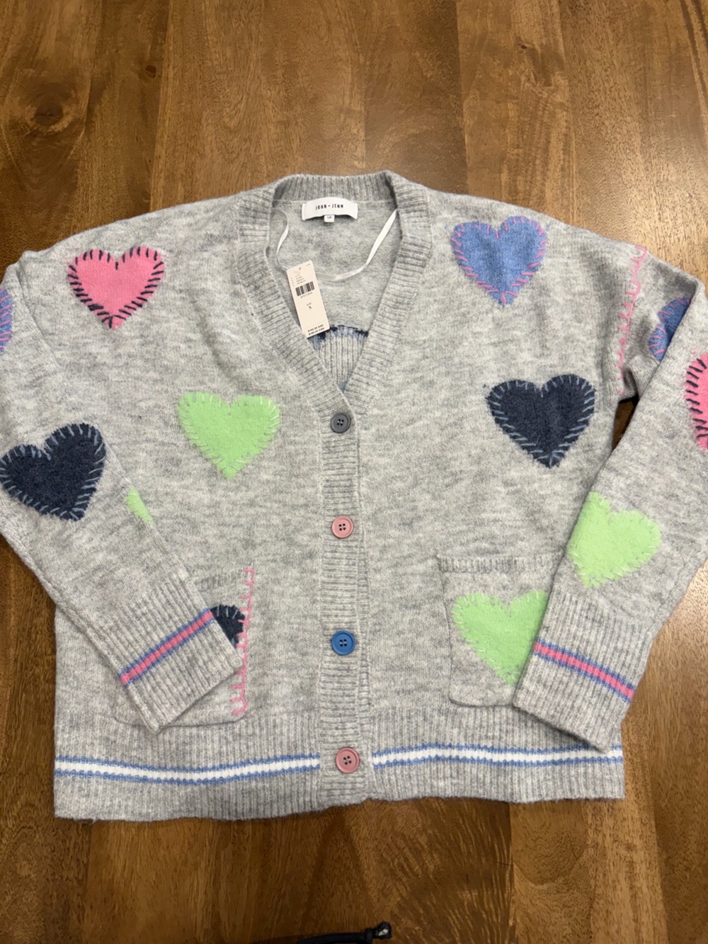 Anthropologie John + Jenn Gray Heart Patch Cardigan